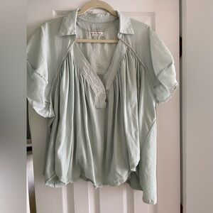 Free People “We the Free” Sunray Mixed Media Cotton Jersey Babydoll Top. Size M.